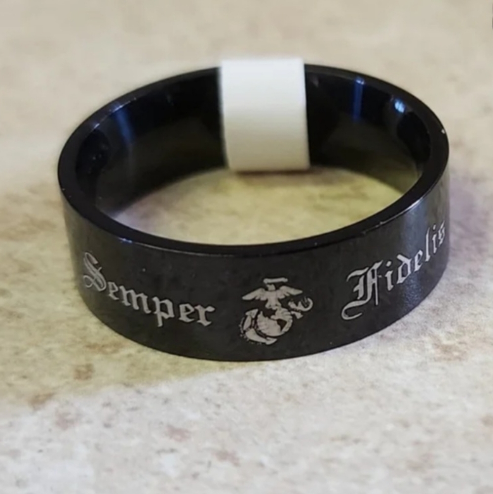 Marine Corps USMC Semper fidelis ring band Black Or Gold